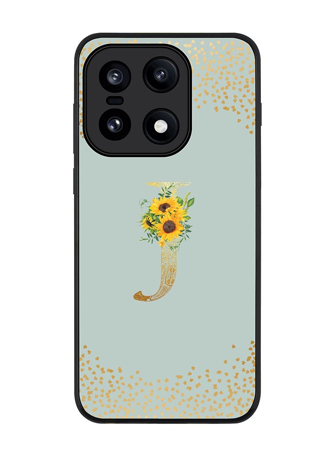 Stylizedd For OnePlus 15 Case,Slim fit Camera Protection, Shockproof Thin Phone cover  - Custom Floral Monogram - J  (Light Grey ) - Image 1